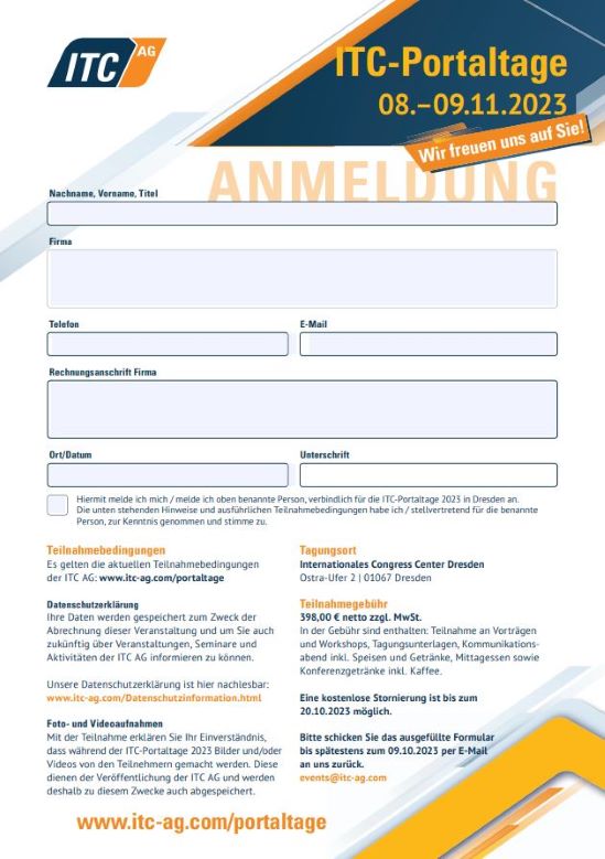 Anmeldebogen ITC-Portaltage 2023
