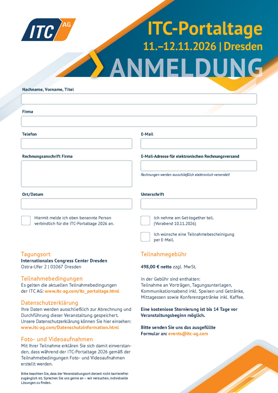 Anmeldebogen ITC-Portaltage 2026