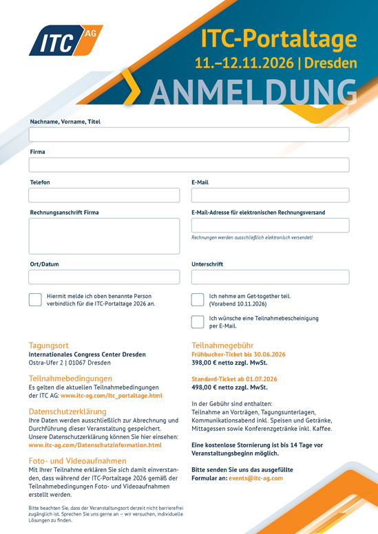 Anmeldebogen ITC-Portaltage 2026